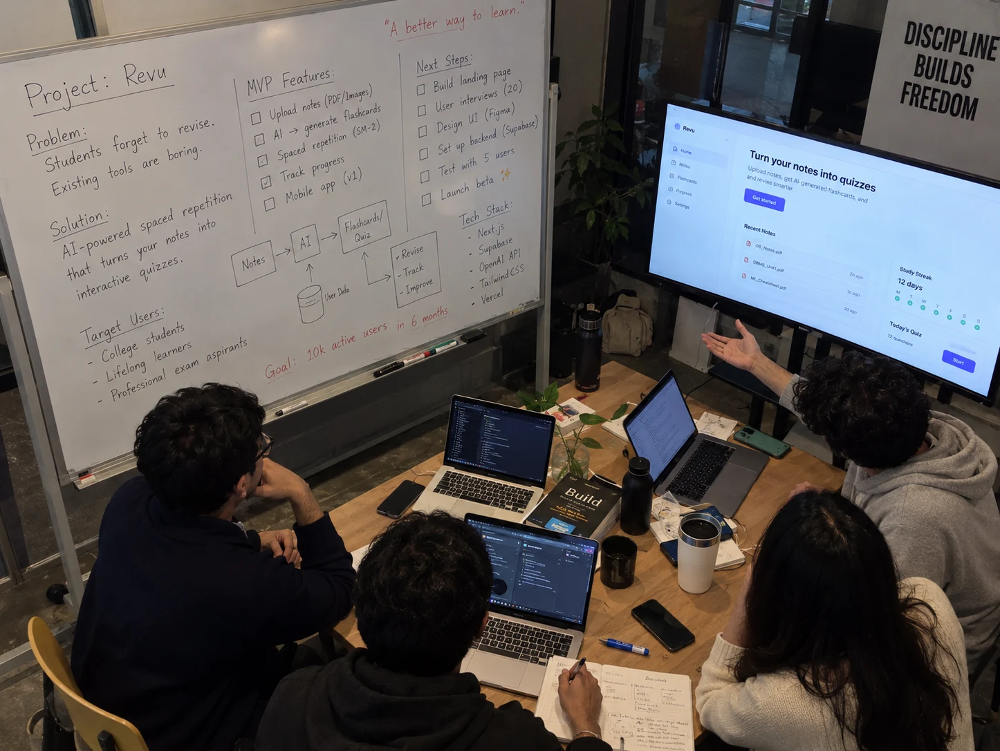 Trafy AI Incubation, builders reviewing an idea-to-impact roadmap
