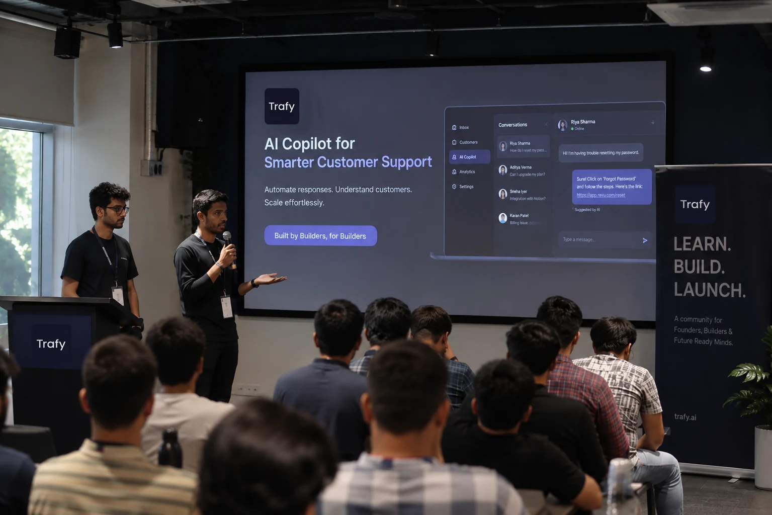 Trafy founders pitching at Cohort 25 Pitch Day